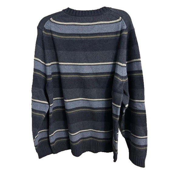 Eddie Bauer Striped Knit Sweater Blue Crewneck Casual Mens Size L - Picture 5 of 5